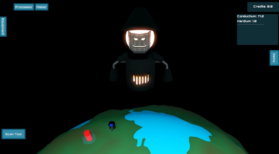 Alpha screenshot of I.S.G.: the Forgemaster floating above a green planet